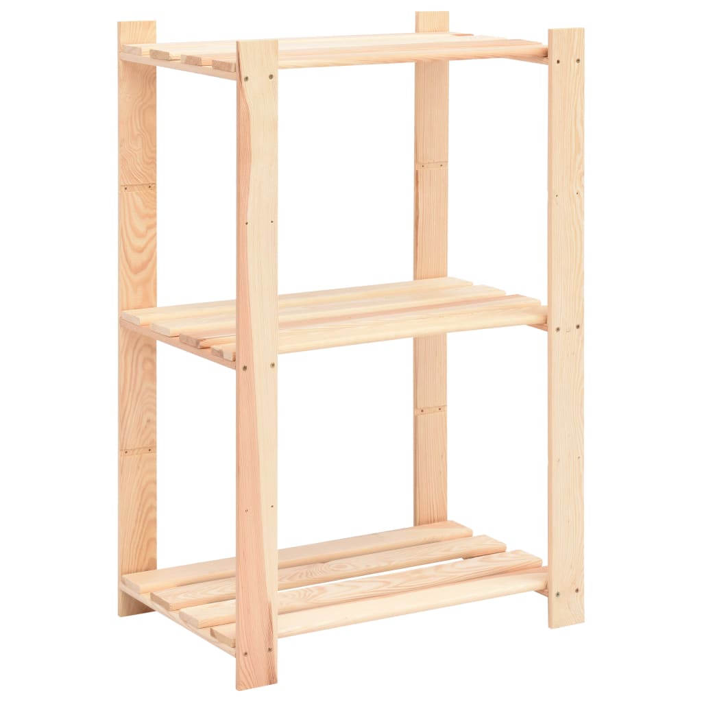 3-Tier Storage Racks 5 pcs 60x38x90 cm Solid Pinewood 150 kg