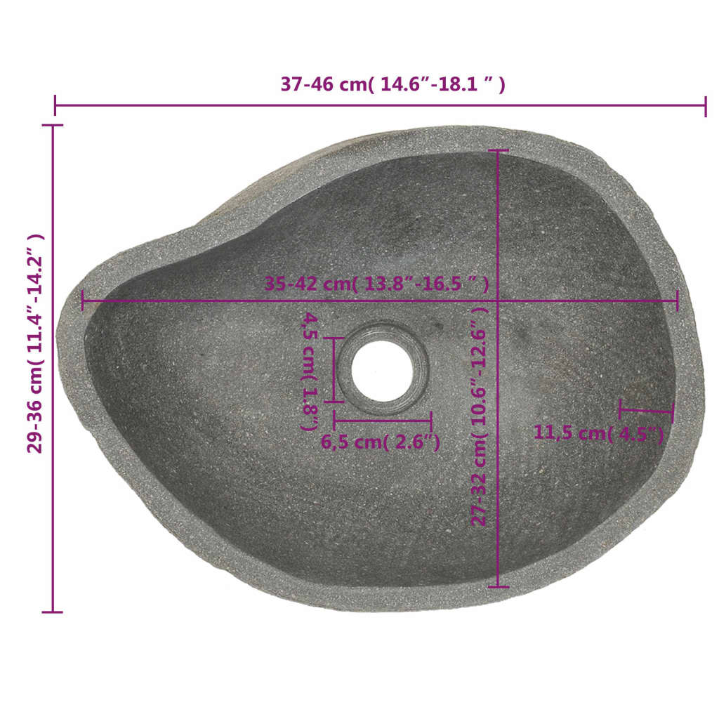 Basin River Stone Oval (37-46)x(29-36) cm