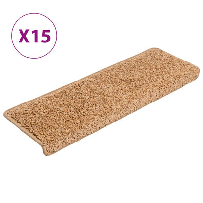 Carpet Stair Treads 15 pcs 65x21x4 cm Beige