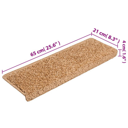 Carpet Stair Treads 15 pcs 65x21x4 cm Beige