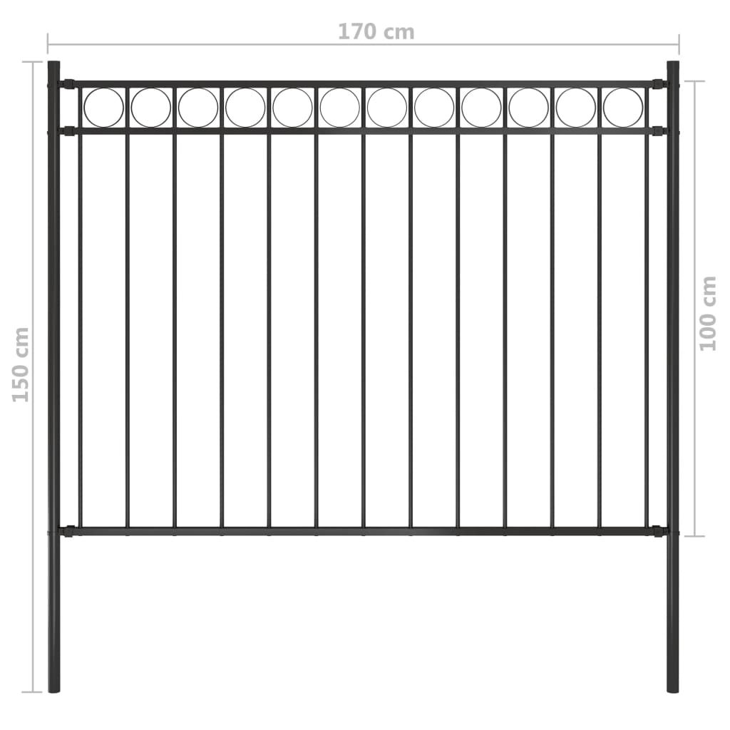 Garden Fence Steel 1.7x1 m Black