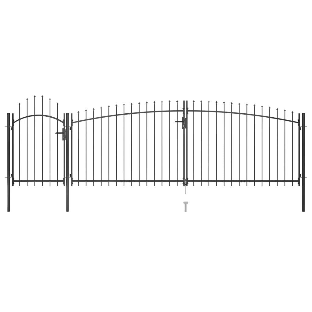 Garden Fence Gate with Spear Top 5x2 m Black