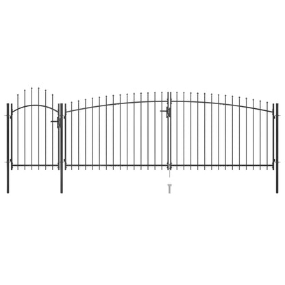 Garden Fence Gate with Spear Top 5x2 m Black