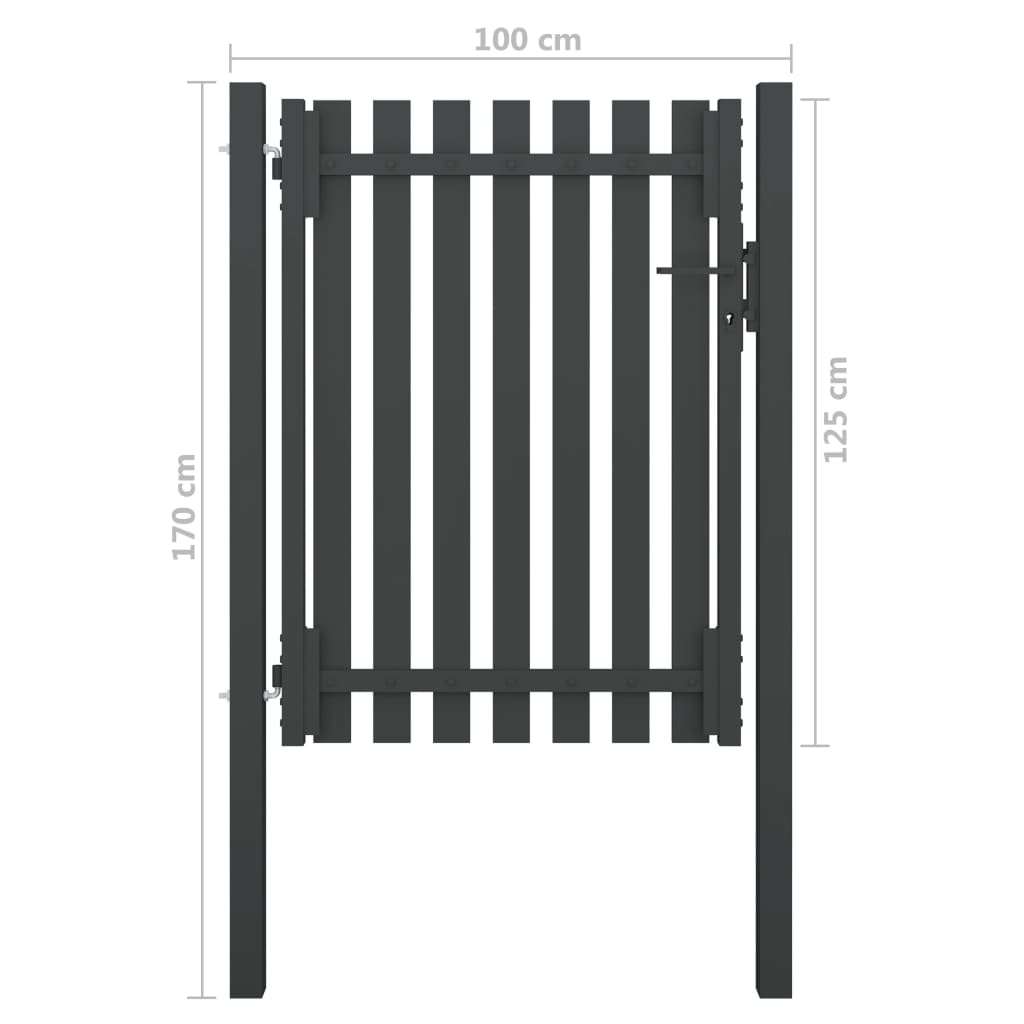 Garden Fence Gate Steel 1x1.7 m Anthracite