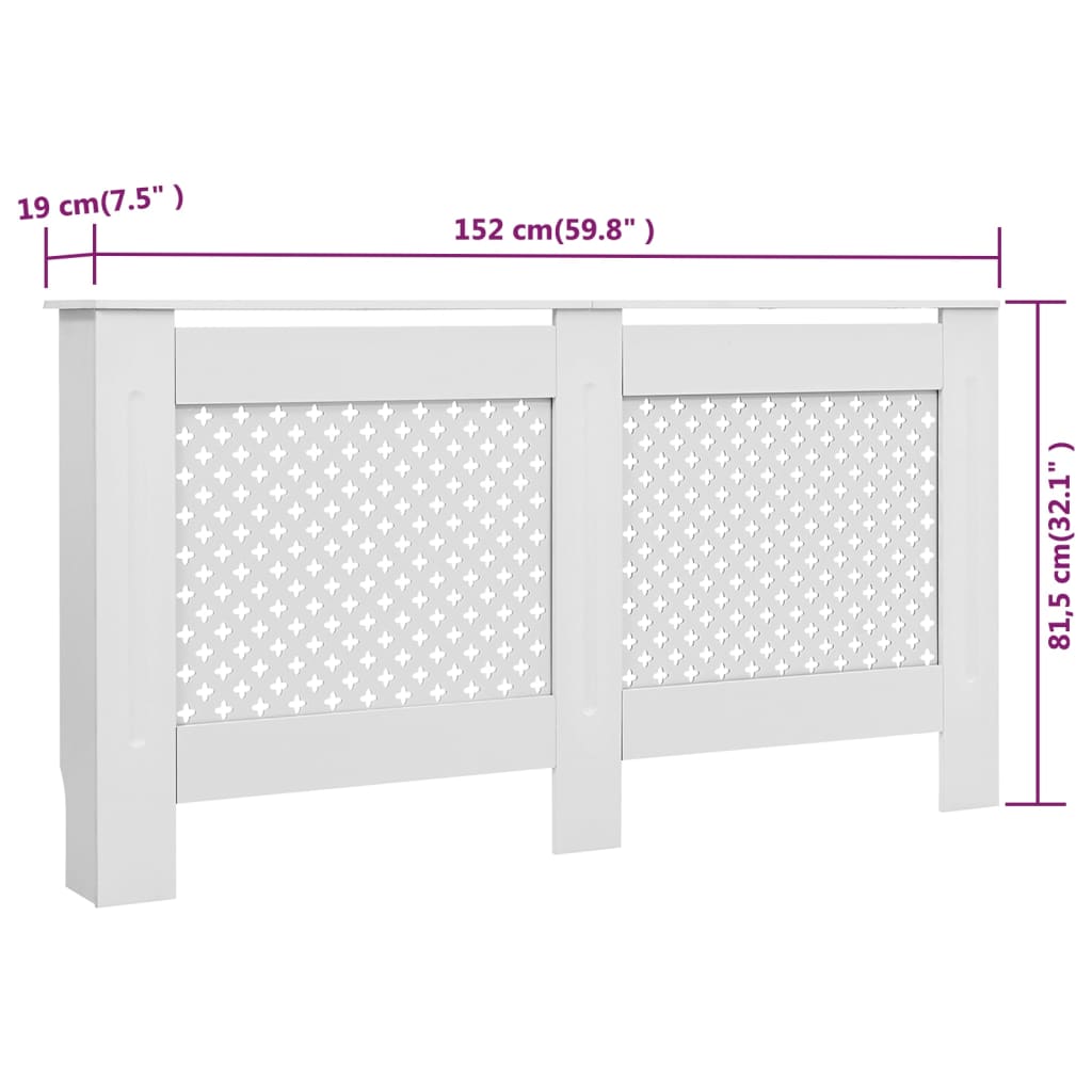 Radiator Covers 2 pcs White 152x19x81.5 cm MDF