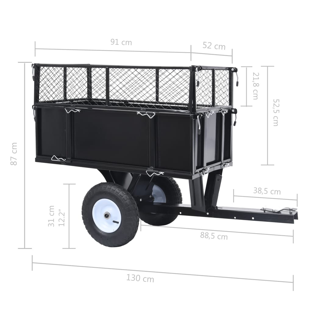 Tipping Trailer for Lawn Mower 150 kg Load