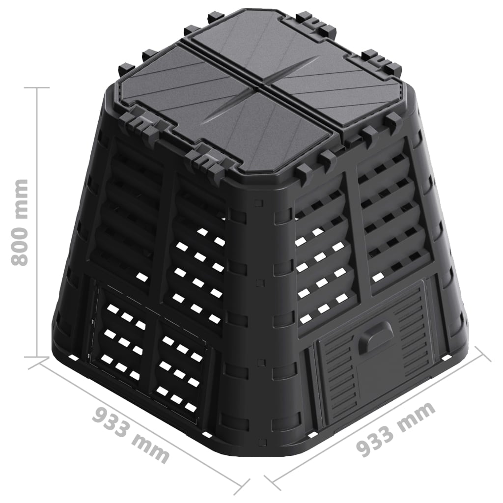 Garden Composter Black 93.3x93.3x80 cm 480 L