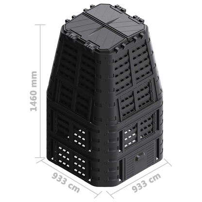 Garden Composter Black 93.3x93.3x146 cm 1000 L