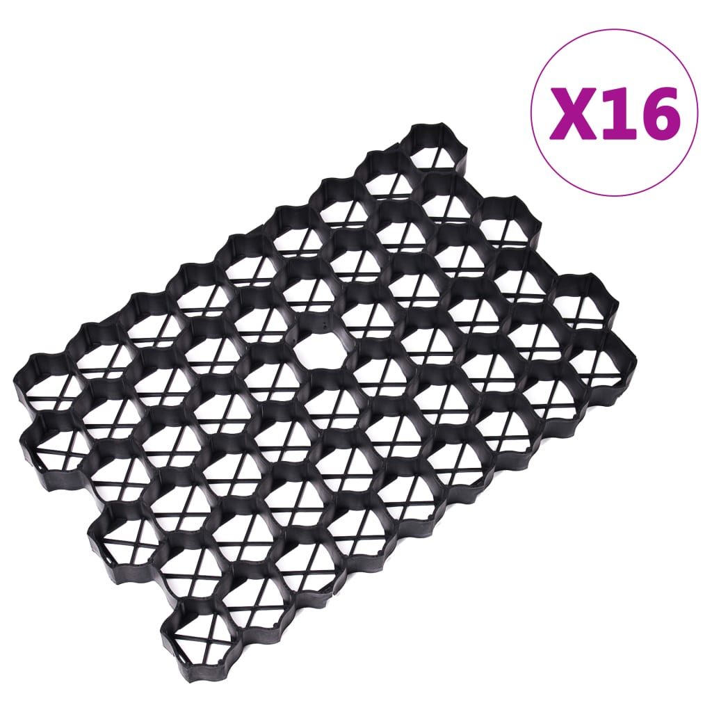 Grass Grids 16 pcs Black 60x40x3 cm Plastic