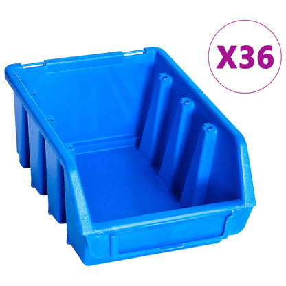 96 Piece Storage Bin Kit with Wall Panels Blue