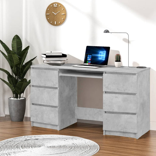 Writing Desk Concrete Grey 140x50x77 cm Engineered Wood