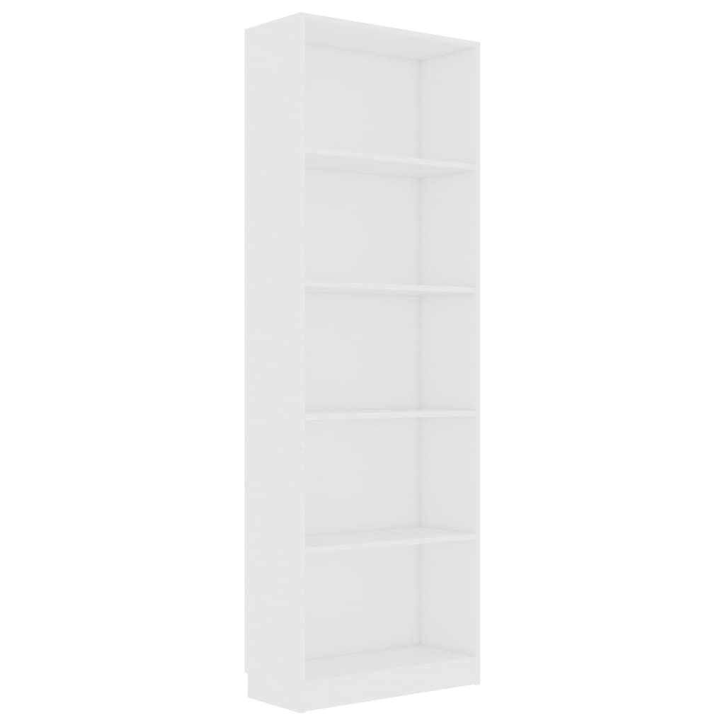 5-Tier Book Cabinet White 60x24x175 cm Engineered Wood