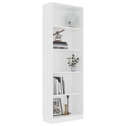 5-Tier Book Cabinet White 60x24x175 cm Engineered Wood