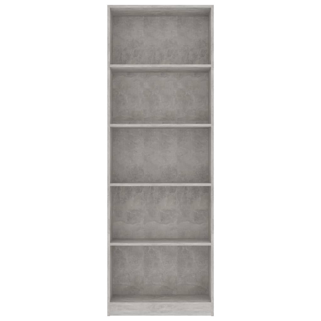 5-Tier Book Cabinet Concrete Grey 60x24x175 cm Engineered Wood