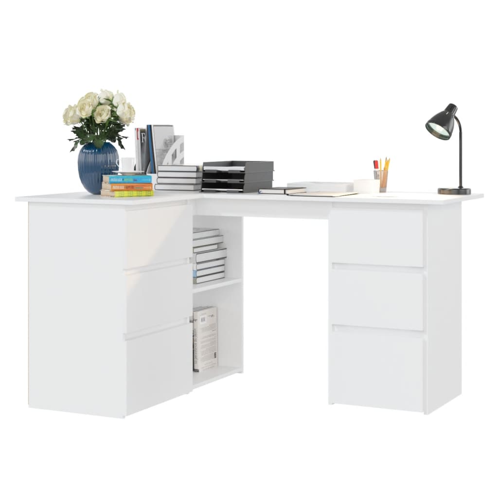 Corner Desk White 145x100x76 cm Engineered Wood