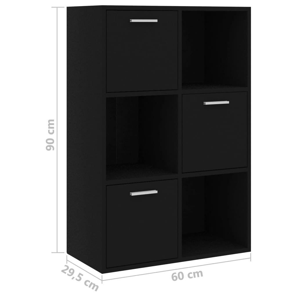 Storage Cabinet Black 60x29.5x90 cm Engineered Wood