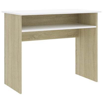 Desk White and Sonoma Oak 90x50x74 cm Engineered Wood