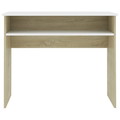 Desk White and Sonoma Oak 90x50x74 cm Engineered Wood