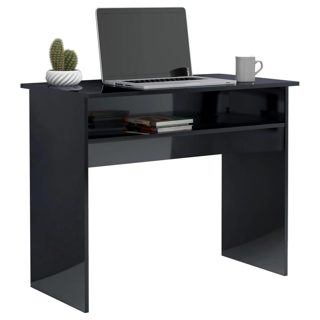 Desk High Gloss Black 90x50x74 cm Engineered Wood