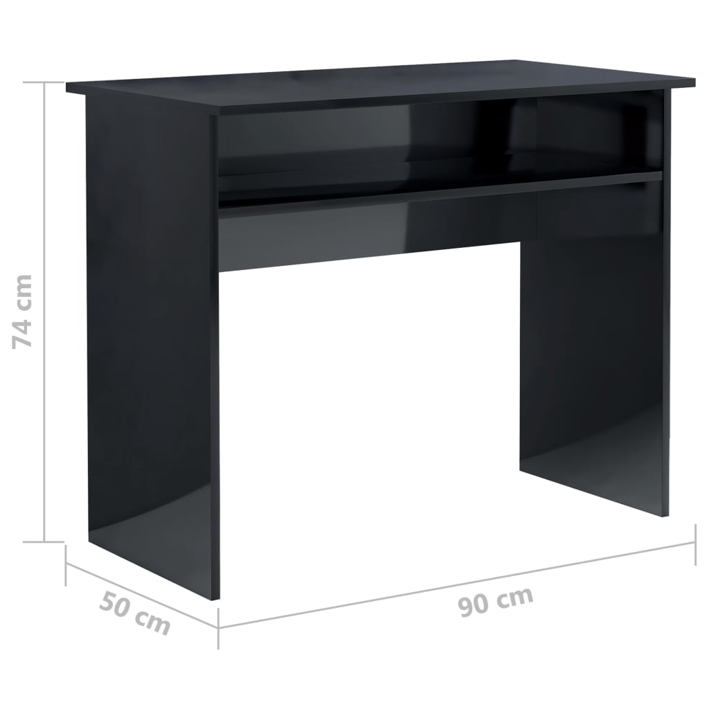 Desk High Gloss Black 90x50x74 cm Engineered Wood