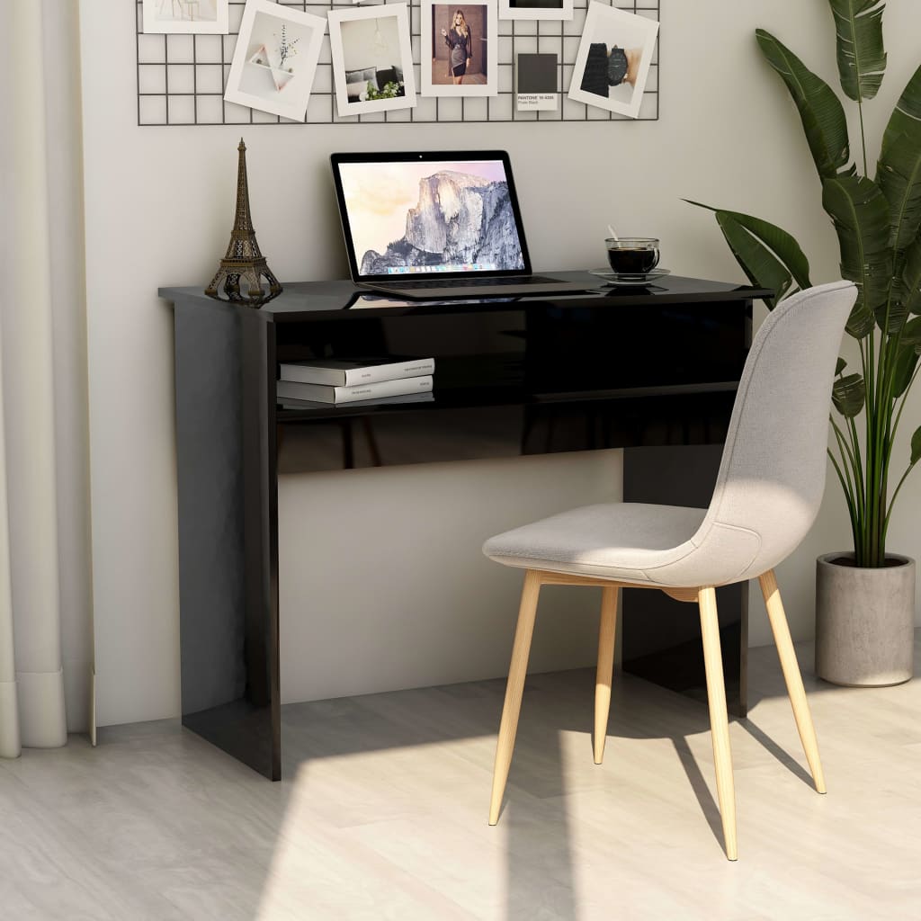 Desk High Gloss Black 90x50x74 cm Engineered Wood