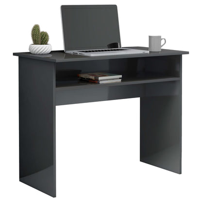 Desk High Gloss Grey 90x50x74 cm Engineered Wood