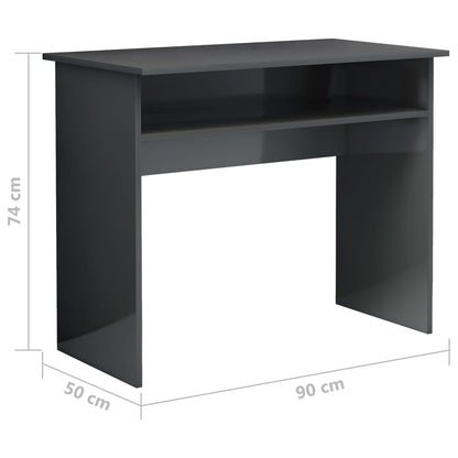 Desk High Gloss Grey 90x50x74 cm Engineered Wood