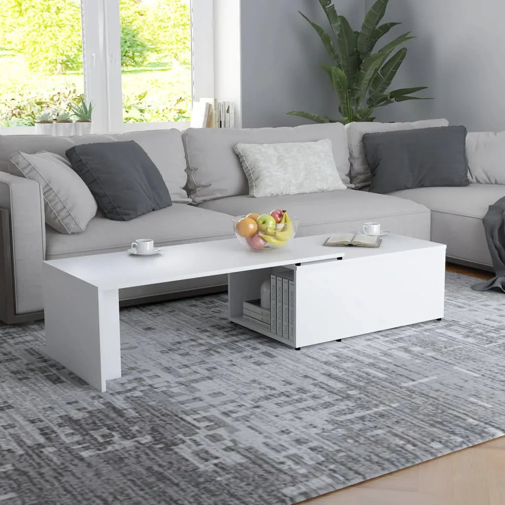 Coffee Table White 150x50x35 cm Engineered Wood