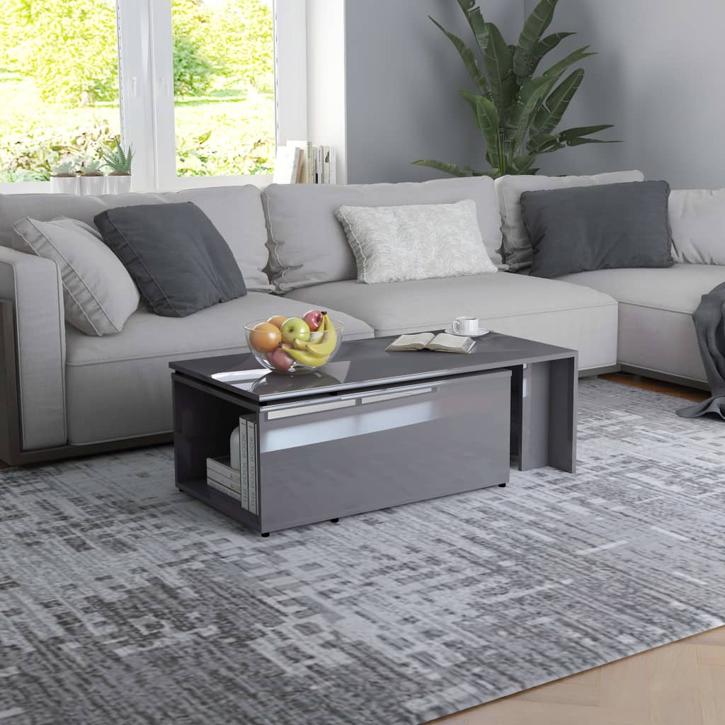 Coffee Table High Gloss Grey 150x50x35 cm Engineered Wood