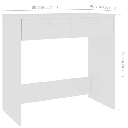 Desk White 80x40x75 cm Engineered Wood