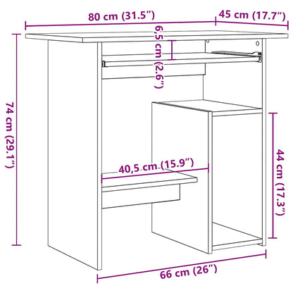 Desk White 80x45x74 cm Engineered Wood