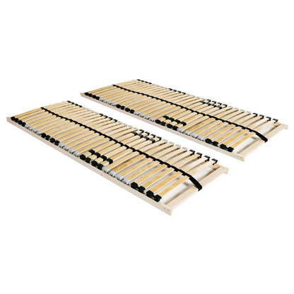 Slatted Bed Bases without Mattress 2 pcs with 28 Slats 70x200 cm