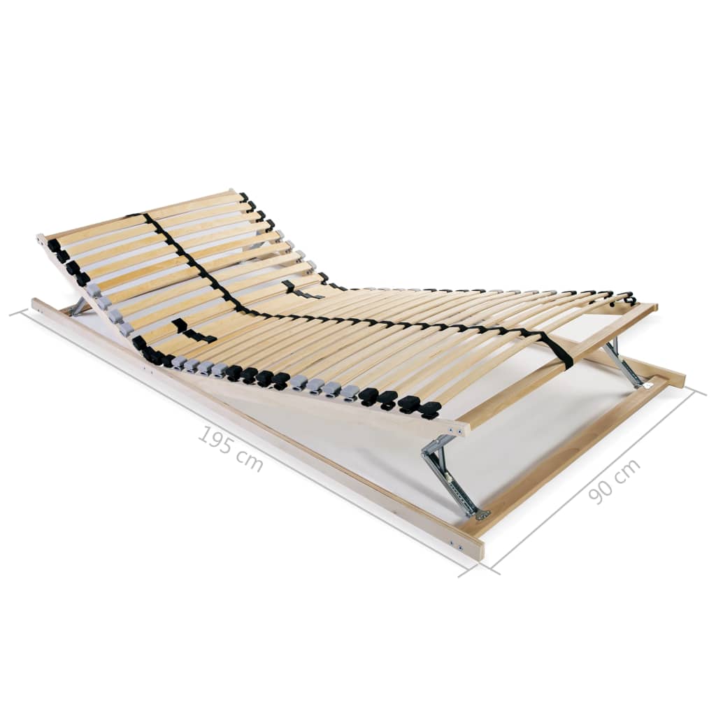 Slatted Bed Bases without Mattress 2 pcs with 28 Slats 90x200 cm