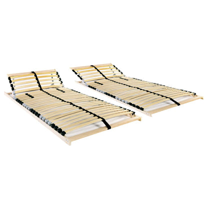 Slatted Bed Bases 2 pcs with 28 Slats 7 Zones 90x200 cm