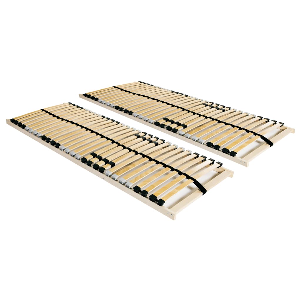 Slatted Bed Bases 2 pcs with 28 Slats 7 Zones 90x200 cm