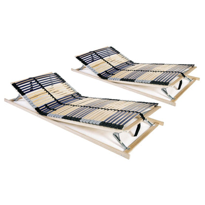 Slatted Bed Bases without Mattress 2 pcs with 42 Slats 90x200 cm