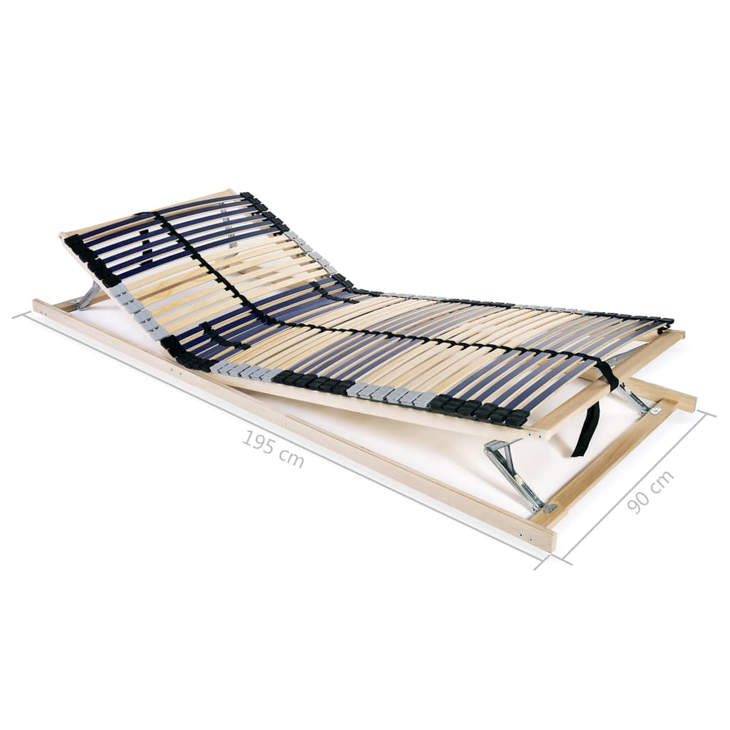 Slatted Bed Bases without Mattress 2 pcs with 42 Slats 90x200 cm