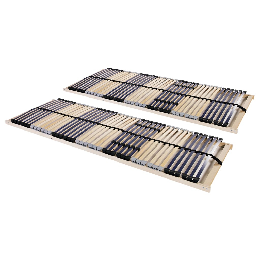 Slatted Bed Bases without Mattress 2 pcs with 42 Slats 90x200 cm