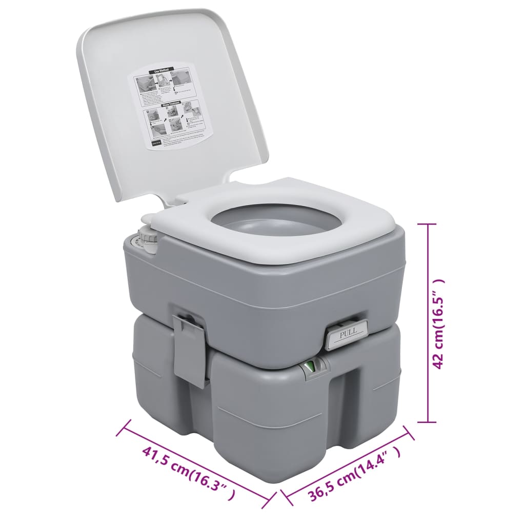 Portable Camping Toilet Grey 20+10 L