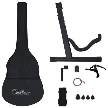 12 Piece Classical Guitar Beginner Set Black 4/4 39"