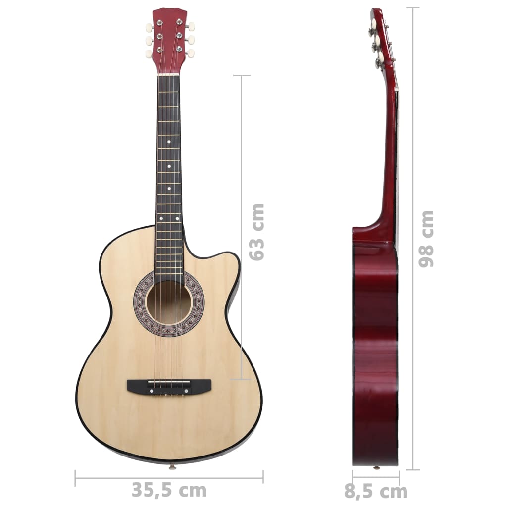 Western Acoustic Cutaway Guitar with 6 Strings 38 Basewood