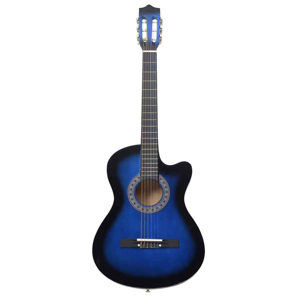 Western Classical Cutaway Guitar with 6 Strings Blue Shaded 38