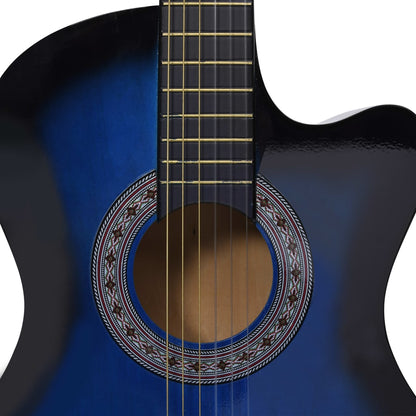 Western Classical Cutaway Guitar with 6 Strings Blue Shaded 38