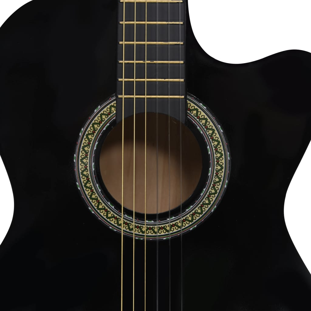 Western Classical Cutaway Guitar with Equalizer 6 Strings Black