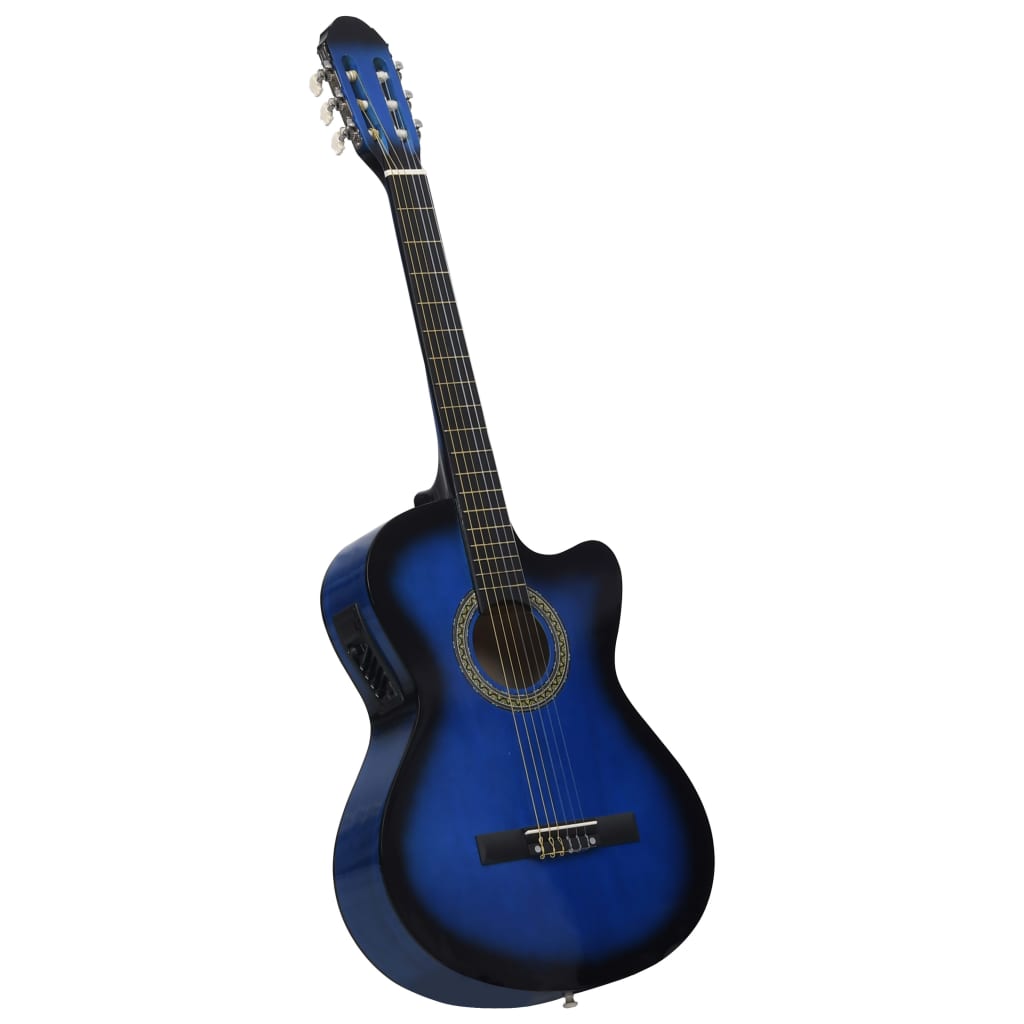 Western Classical Cutaway Guitar with Equalizer 6 Strings Blue