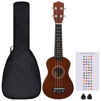 Soprano Ukulele Set with Bag for Kids Dark Wood 21"