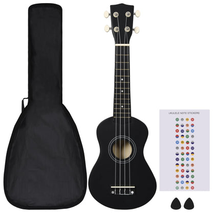 Soprano Ukulele Set with Bag for Kids Black 21"