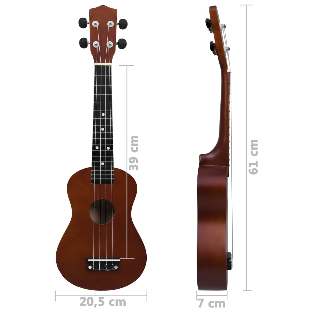 Soprano Ukulele Set with Bag for Kids Dark Wood 23"