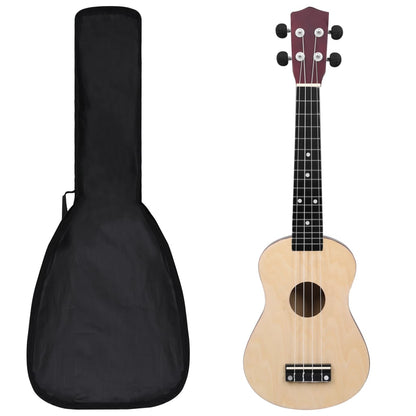 Soprano Ukulele Set with Bag for Kids Light Wood 23"