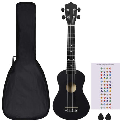 Soprano Ukulele Set with Bag for Kids Black 23"